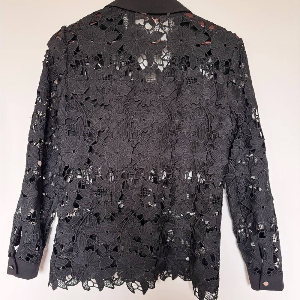 Ted Baker Black Floral Lace Button-Up Blouse - Picture 5 of 8